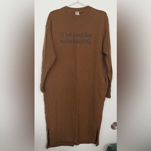 Uniqlo Brown Long Sleeve Brown Sweatshirt Dress